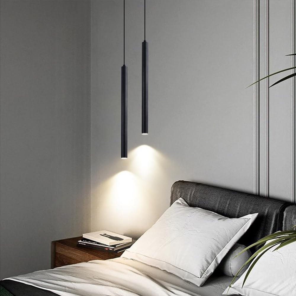 2PCS Hängeleuchte LED Moderne Kronleuchte Minimalistische Design LED Pendelleuchte Aluminium 50CM Deckenleuchte Schwarz für Esszimmer Schlafzimmer Wohnzimmer Restaurant