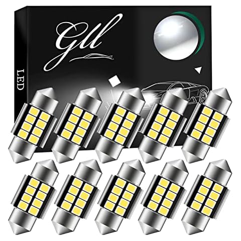 GLL C5W Bulbs 31MM Festoon Bulbs with 2835 8SMD 200 Lumes 6500K for Car Interior Lights Dome Lights Number Plate Lights Cover