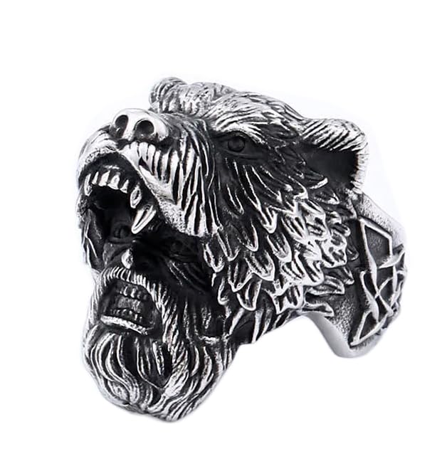 Asma Jewel Housestainless steel Thor Hammer Mjolnir Viking Bear Amulet Scandinavian kolye Norse man Ring for men boys