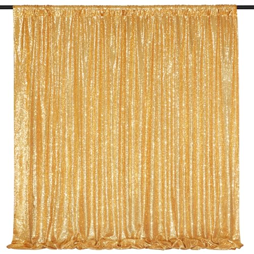 Gold Sequin Backdrop Curtain 2 Pcs 5FTx10FT Panels Stage Background for Wedding Party Drapes Decorations