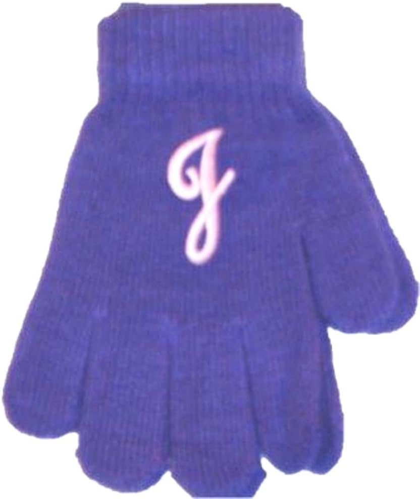 Purple Color Magic Gloves with Customer Chosen Ivory Monogram Letter