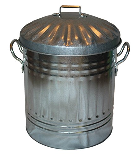 Small Medium Large Galvanised Metal Bin - Rubbish Waste Steel Dustbin / Animal Feed Storage (15 Litre)