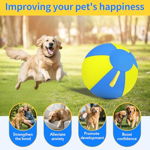 Image of 18 Inch Herding Ball for Dogs with Durable 1000D Oxford Cover - Interactive Dog Toy with Handles for Medium Breeds, Anti-Burst & Heavy Duty Herding Ball for Australian Shepherds, Border Collies