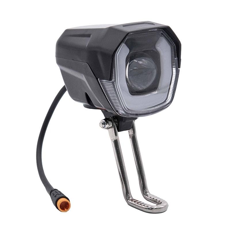 Compatible avec Phare Trottinette Électrique LED avec klaxon noir 12-72v avec connecteur étanche