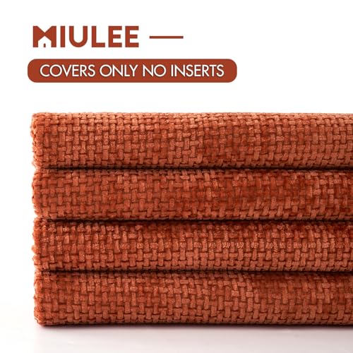 Image of MIULEE Pack of 4 Couch Throw Pillow Covers 20x20 Inch Burnt Orange Soft Decorative Chenille Pillow Covers Farmhouse Accent Cushion Covers for Boho Home Decor Sofa Bedroom Living Room