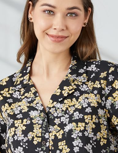 Image of Amazon Brand - Myx Women Cotton Shirt and Relaxed Pajama Set | Night Suit Set (Available in Plus Sizes)
