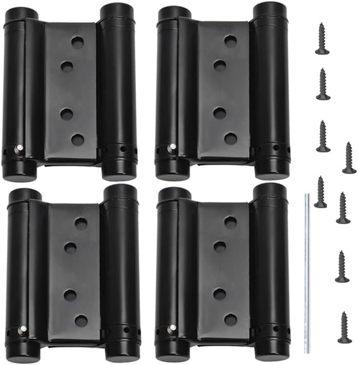 3in Double Action Spring Hinges Self Closing Door Hinges for Cafe Pub Swinging Doors Including Pins 4-Pack(Black)