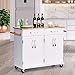 Giantex Kitchen Trolley Cart, Rolling Utility Island w/Rubber Wood Top, Large Storage Easy-Clean with Smooth Lockable Wheels Home Kitchen Carts (White)