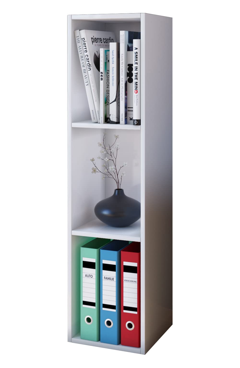 VCM Standregal Weiß 34x30x107 cm 3 Fächer Holzwerkstoff Bücherregal Deko
