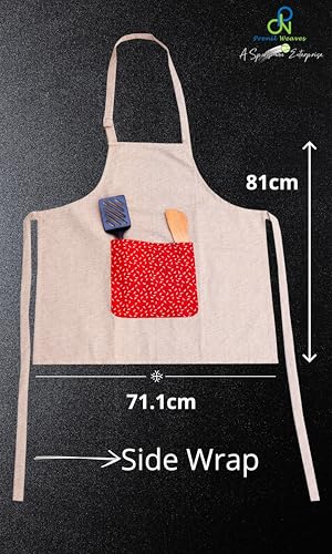 Image of Kitchen Apron for Women & Men | 100% Cotton | Cooking Apron with Big utility Pocket | Adjustable neck strap | Free Size | Kitchen Utensils Accessory