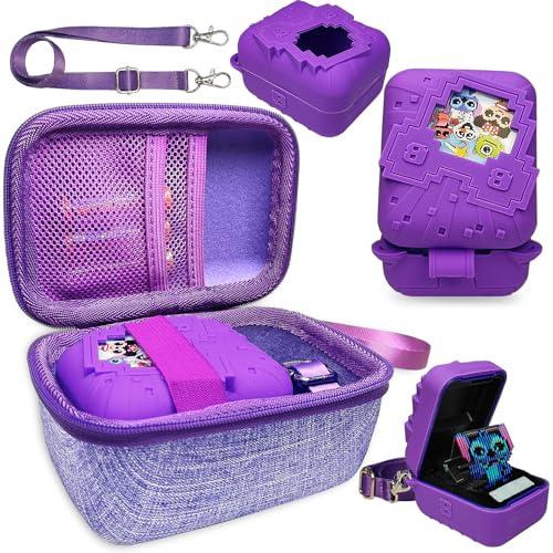 JCHPINE Hard Carrying Case and Silicone Cover for Bitzee Disney Interactive Toy Digital Pet, Protective Case for Bitzee Disney Virtual Electronic Pets Accessories (Purple)