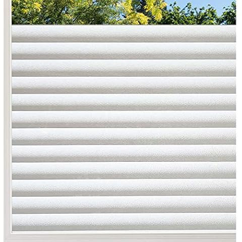 rabbitgoo Static Window Film for Glass Privacy Film Frosted Glass Self Adhesive Window Film Decorative Thick Upgrade Version 90 x 200 cm, Stripe Pattern for Home Kitchen Office Cover