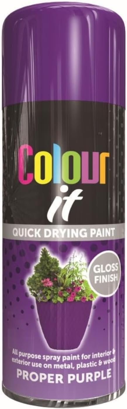 Inspired Essentials Proper Purple All Purpose Aerosol Spray Paint 400Ml Quick Drying Spray, Fast Dry And Excellent Coverage For Metal, Wood, Plastic And More (4, )