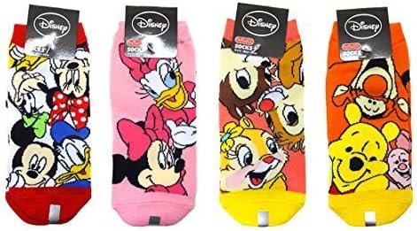Small Planet (Small Planet) Disney Women's socks 4 pattern set [Mickey & Friends Minnie & Daisy chip & Dale & Clarice Pooh and Piglet] socks for women