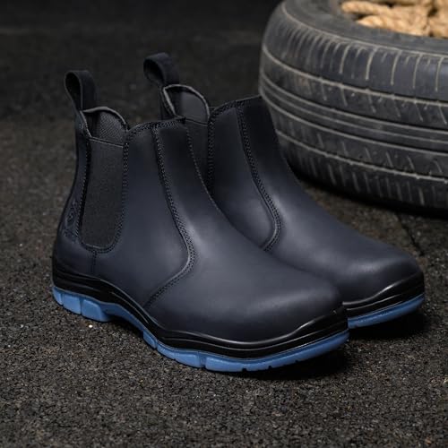 Image of Composite /Steel Toe Chelsea Work Boots for Men Fashion Classic Ankle Industrial Construction Insulated Safety Shoes 6 Inch Full Grain Leather Brown Black