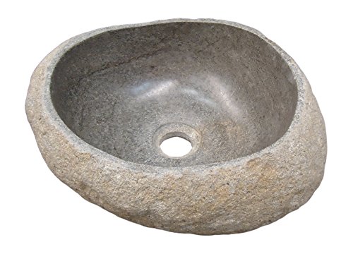 Ocean Line Vasque à Poser Pierre de Rivière Gris, Eden-roc, 40 x 40 x 15 cm