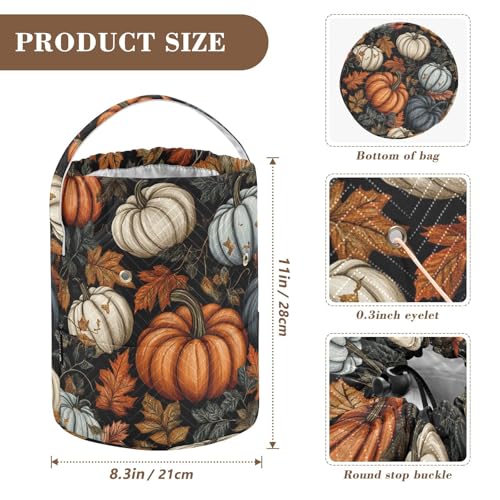 Image of ElliTarr Crochet Bag Yarn Bag with Handle Portable Knitting Project Bag Travel Yarn Storage Organizer Holder Case Fall Thanksgiving Pumpkin