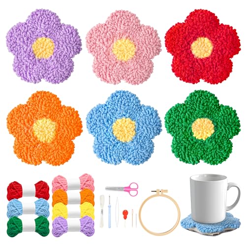 Dessous de verre Punch Needle fleurs WATINC pour égayer vos tables et vos pauses café