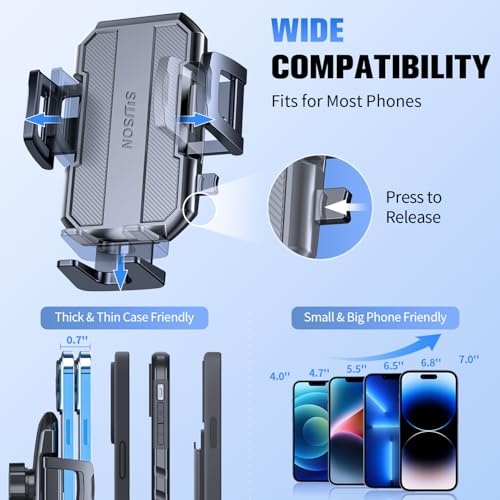 Image of SUUSON Upgraded 3-in-1 Car Phone Holder Mount [Powerful Suction] Phone Mount for Car Dashboard Air Vent Windshield,for All iPhone Samsung Android Phone, Carbon Black