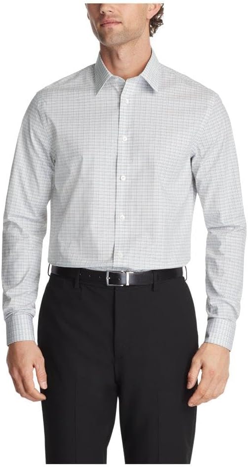 Calvin Klein Men's Dress Shirt Regular Fit Non Iron Stretch Check