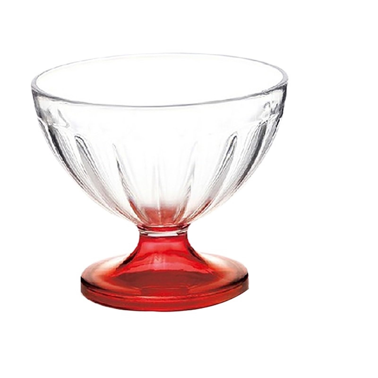 Coppe Gelato 2 pz 250 ml Trasparente Ciotola di Gelato for Dessert Mulino Agitare Calice di Vetro in Rilievo Coppa di Gelato Trasparente Tazza di Insalata per Dessert(Red)