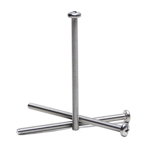 Miniatura 1 de MroMax 5 tornillos de máquina Phillips de cabeza plana M6 x 3.937 in, acero inoxidable 304 18-8, rosca completa, tornillos de cabeza cruzada gris