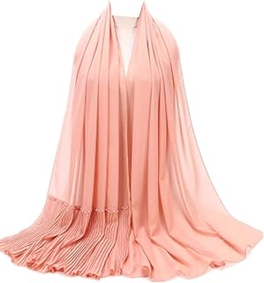 Muslim Wrinkles Pearl Chiffon Hijab Head Scarf Women Solid Bubble Wrap Shawls Long Hejab Shawls (11)