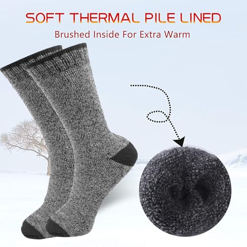 3/6 Pack Men's Winter Thermal Quarter Socks for Cold Weather Size:10-133