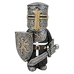 Knight Gnomes Guard Garden Gnome Ornaments Outdoor Medieval Crusader Knight Suit Statue Waterproof Resin Ornament for Yard Lawn Garden Decorations (F)