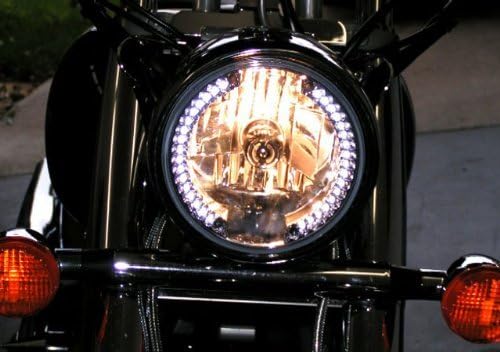 7'' White Motorcycle 26 LED H4 Halogen Halo Headlight Turn Signal for Harley Honda Suzuki Kawasaki Yamaha