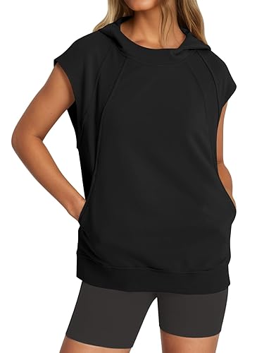 Yousify Womens Sleeveless Hoodies Sweatshirt Casual Workout Tank Tops Spring