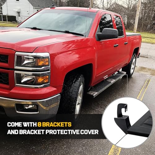 COMNOVA 6" Running Boards Compatible with 07-18 Chevy Silverado/GMC Sierra 1500 Crew Cab; 07-19 2500 3500HD. Running Boards for Silverado Crew Cab(Including in 8 Brackets with Plastic Covers)
