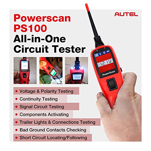 Autel Powerscan Ps100 Electrical System Tester Ps 100 Circuit Tester With 20Ft Cable, Built-In Circuit Breaker, Easy To Read Ac/Dc Current Resistance, Test Continuity/Probe/Sensor Signal #TOP1