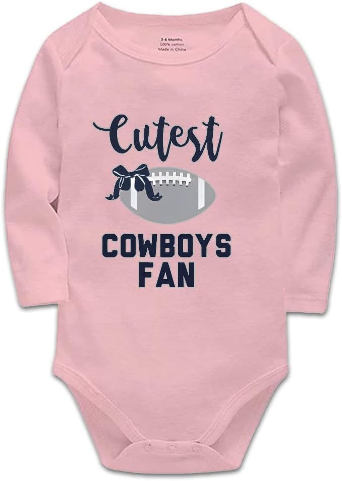 Cutest Cow/Boys Football Fan Quote Baby Bodysuit Baby Onesie White Long Sleeve 0-24Months