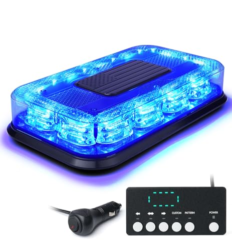LUMENIX Blue 72 LED Roof Top Strobe Beacon Police Lights Magnetic Mount Emergency Security Caution Flashing Light for Volunteer Firefighter First Responders Vehicles Trucks (American Flag Pattern)