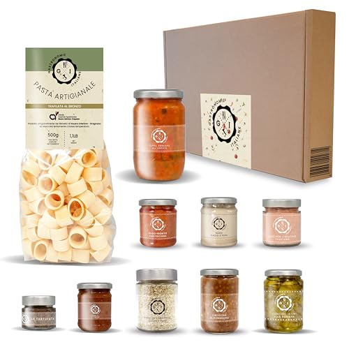 Box Roma-Firenze 10 Items - Productos Gourmet Italianos, Artigianaux, frascos de vidrio, larga vida útil, 5000 g, caja de regalo.