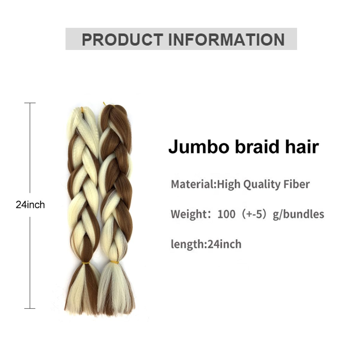 Hair for Braiding Jumbo Braids Long Ombre Hair Extensions Kanekalon Braid for Women Synthetic 24inch 1514 - Image 3