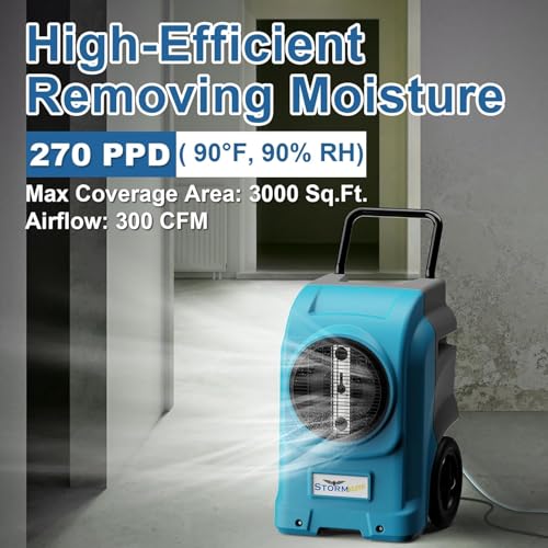 Image of ALORAIR 270 PPD LGR Commercial Dehumidifier with Pump & Drain Hose, Portable Industrial Dehumidifiers with Wheels for Water Damage Restore, Basement, Garage, 6 Years Warranty