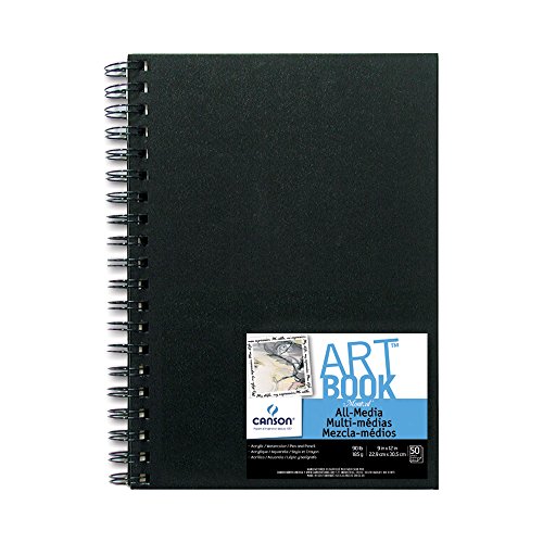 Canson All Media Art Book Paper Pad, Side Wire Bound, 9 x 12 Inch, 50 Sheets