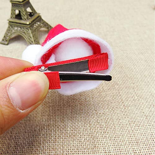 minkissy 2 works Christmas Hat Hair Clips Cute Santa Cap Bobby Hair Pin Barrettes for Kids Adult Xmas Costume Cosplay Accessories - Image 3
