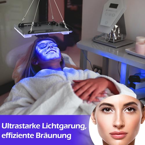 Solarium für Zuhause, 15W Tragbare USB Bräunungslampe mit 144 LEDs, Gesichtsbräuner mit Aufhängbare Haken für Gesicht und Körper, Gesichtssolarium Bräunungslicht Gesichtsbräunung Sonnenlampe
