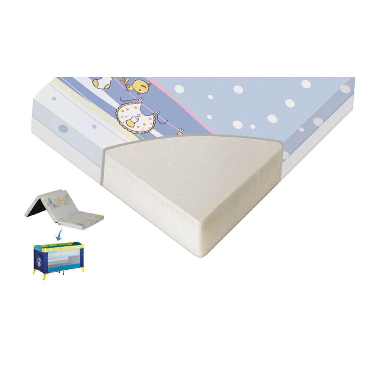 Lorelli Materac niemowlęcy Classic składany, 120 x 60 x 5 cm, poszewka nadająca się do prania pianka, kolor: niebieski