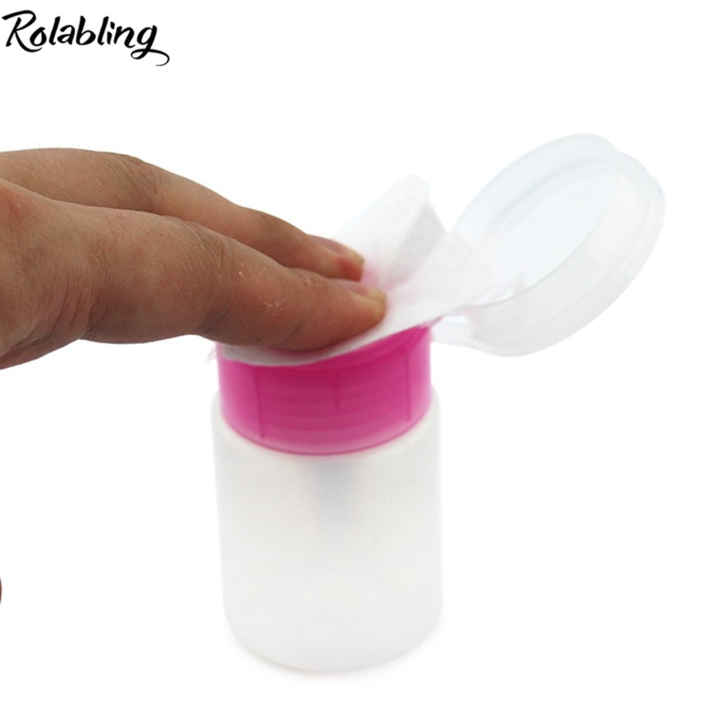 Rolabling 2 Pack 150ML + 50ML Nail Polish Remover Bottle Pump Dispensers Empty Plastic Clear Cosmetic Bottle Container