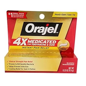 Orajel Instant Pain Relief Toothache/Gum 4X Medicated Cream Each (Value Pack of 6)