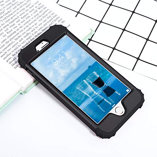 Idweel Iphone 6S Case, Iphone 6 Case With Tempered Glass Screen Protector, 3 In 1 Heavy Duty Durable Shock Absorption Hard Pc Covers Soft Silicone Bumper Full Body Protective Case For Men Boys, Black #TOP6
