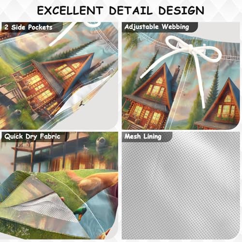 Lake Dog Farmhouse Boys Swim Trunks Quick Dry Toddler Swimsuit Boy Board Shorts Bathing Suits Swimwear L Multi3