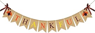 Burlap Thanksgiving Banner Vintage Turkey Thankful Banner Garland with Bows Autumn Harvest Home Decor for Friendsgiving Party Thanksgiving Party Decoration Fall Fireplace Mantel Decor