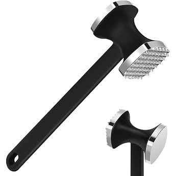 Meat Tenderiser Double-Sided Stainless Steel Meat Tenderiser with Non-Slip Handle Meat Hammer for Steak Chicken Pork Dishwasher Safe