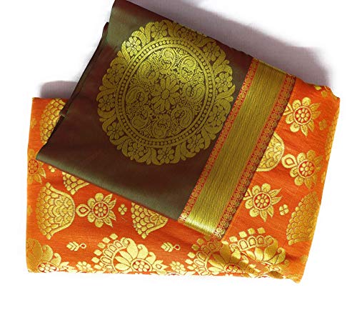 Uppada Silk Sarees orange kanchipuram silk saree – image 2