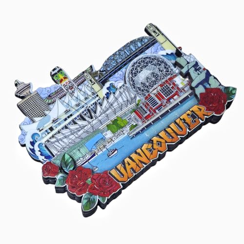 Imán de nevera decorativo de madera Vancouver Canadá miniatura 2